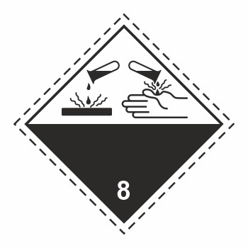 Знак перевозки опасных грузов «Класс 8. Коррозионные вещества» (пленка, 250х250 мм)